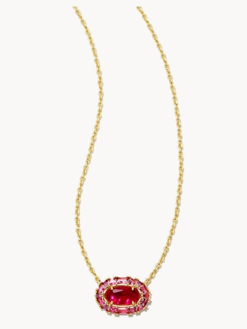 Kendra Scott Crystal Frame Pendant Necklace Gold in Raspberry Illusion